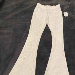 White lace wide leg pants. Never worn-size small